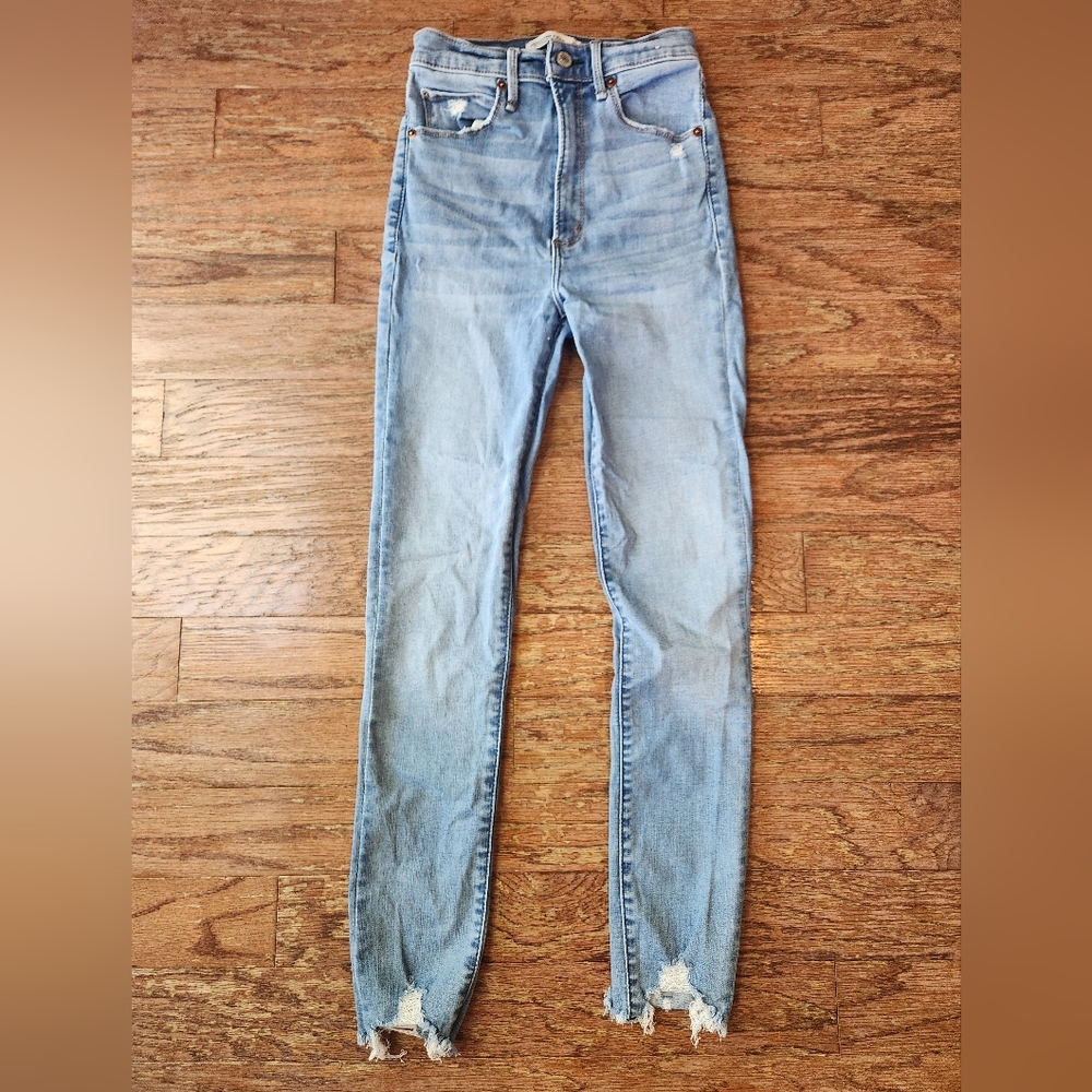Abercrombie & Fitch Super Skinny Ankle Light Blue High Rise Jeans